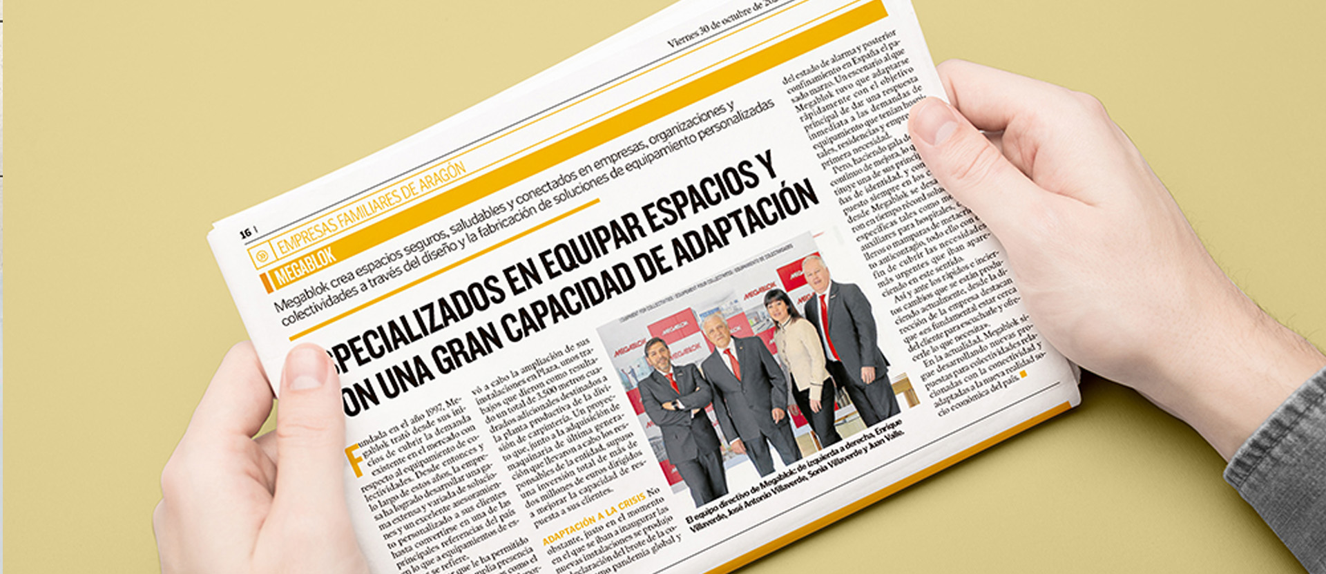 Megablok en Heraldo de Aragón como empresa familiar.